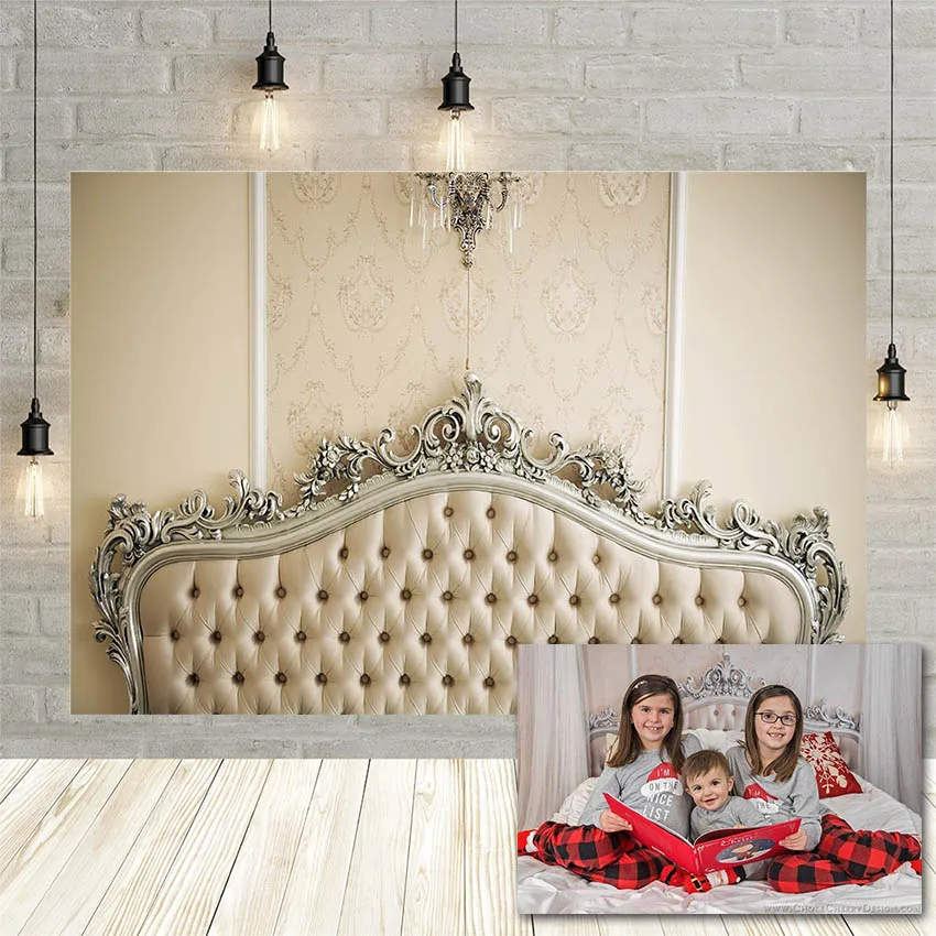 Avezano Photography Backdrops Bed Headboard Luxury Diamond Christmas Family Portait Party Background Photo Studio Decorations