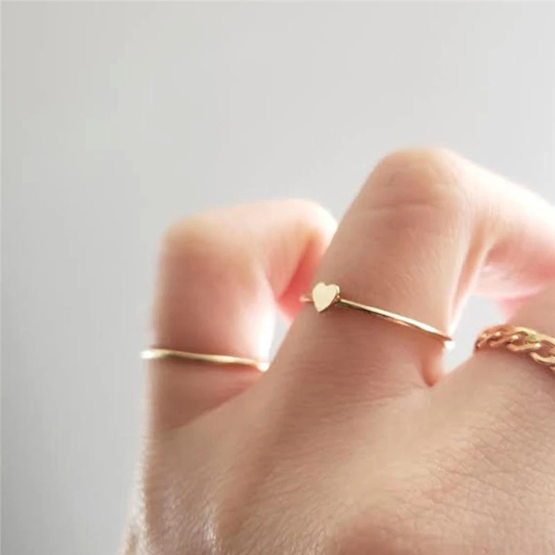 Heart Stacking Ring 14K gold filled Knuckle Ring Boho Gold Jewelry Anillos Mujer Minimalistic Stacking Bohemian Ring for Women
