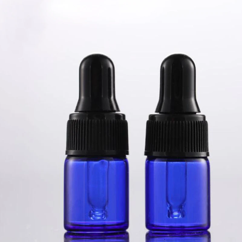 

Hot Selling 1000pcs/lot 1ml 2ml 3ml 5ml blue Glass Dropper bottle Mini Glass essential Oil bottle with glass pipette In Stocks