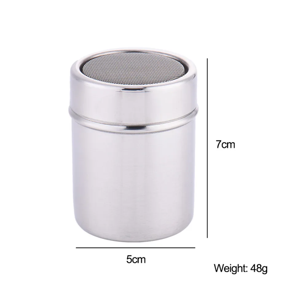 New 1Pc Stainless Steel Sprinkle Cocoa Cinnamon Sugar Gauze Mesh Jar Seasoning Bottle Fancy Coffee Powder Duster