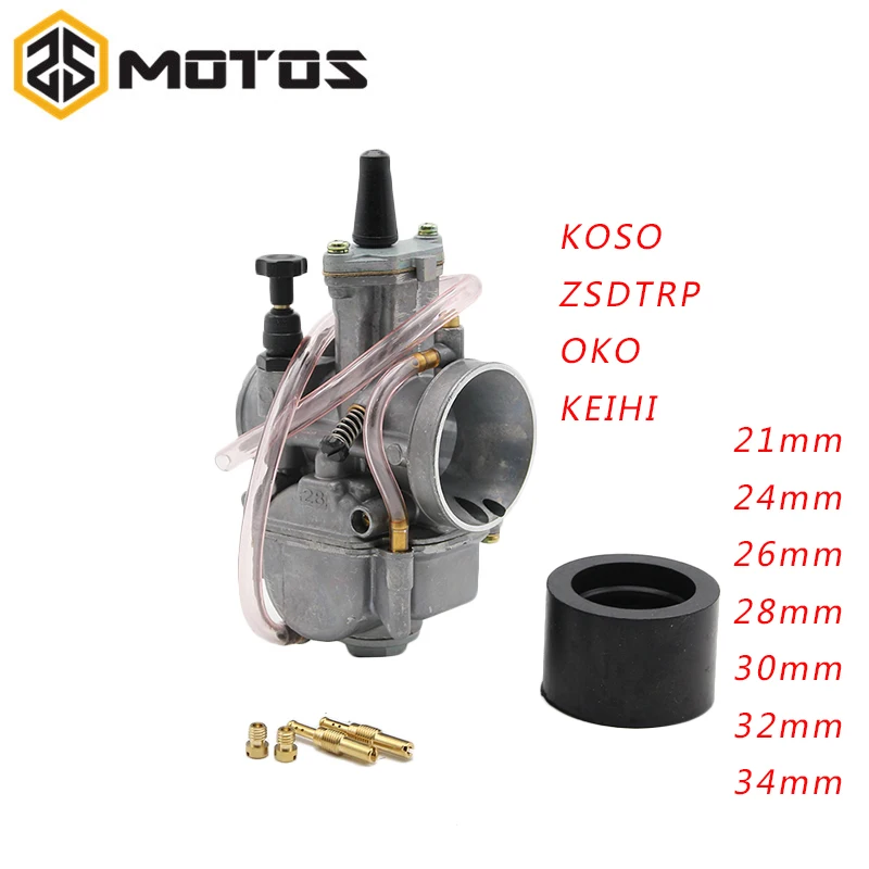 ZS MOTOS Motorcycle 4 stroke 24 26 28 30 32 34 mm KOSO ZSDTRP OKO Carburetor With Power Jet Fit Race Scooter ATV UTV