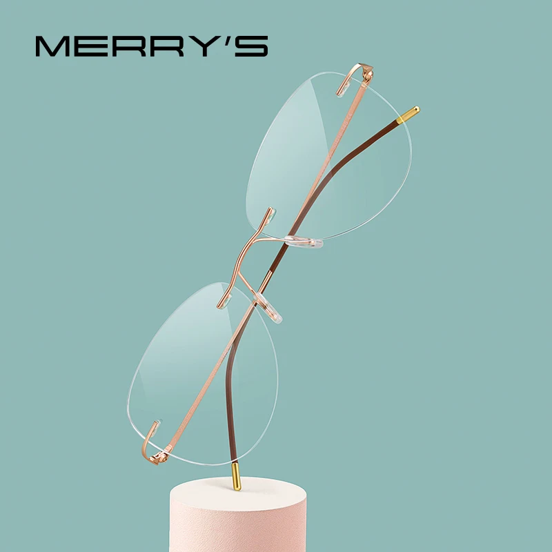 Merrys Ontwerp Vrouwen Titanium Legering Randloze Dames Frames Ultralight Frameloze Mode Optische Frames Brillen S2888