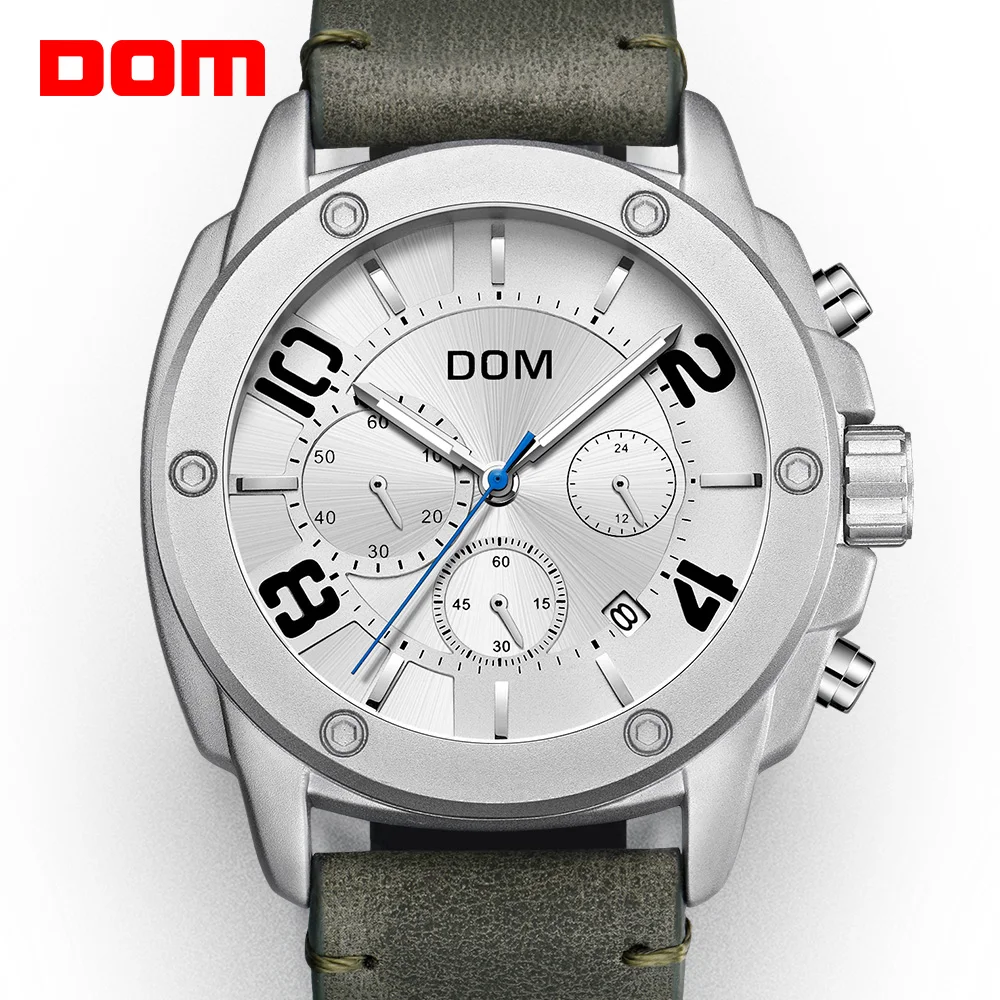 

DOM 2019 новые спортивные мужские часы топовый бренд Роскошный хронограф кварцевые часы мужские водонепроницаемые часы мужские часы