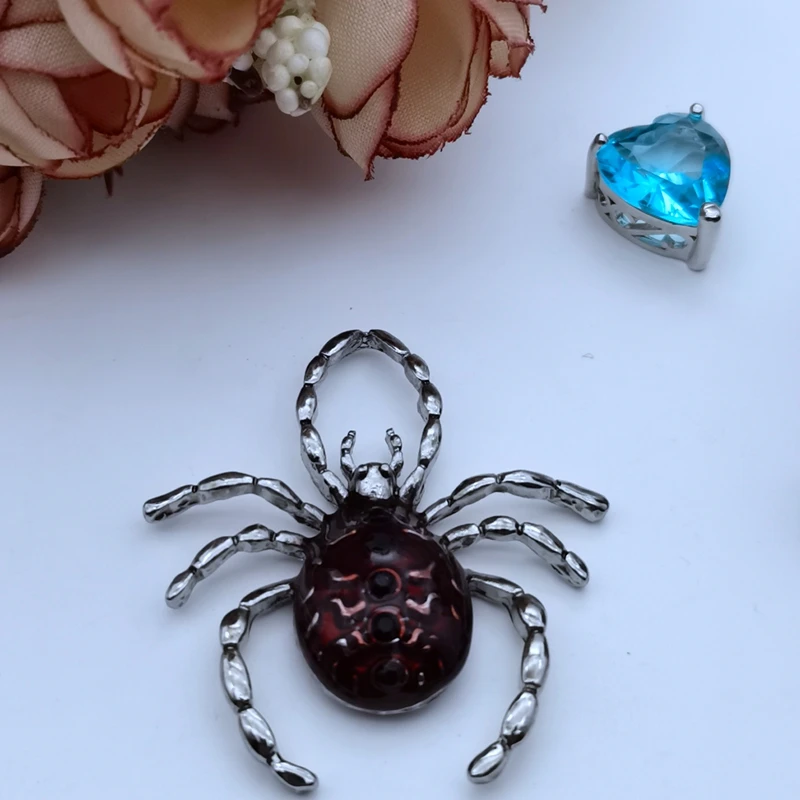 MuhNa 5pcs Enamel Big Size Spider Charms Metal Pendant Gifts Earrings Keychain Decor Floating Jewelry DIY Material Making