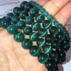 Natural Dark Green Cat Eye Beads Loose Spacer Moonstone Opal Glass Beads For Jewelry Making DIY Bracelet Findings 4/6/8/10MM