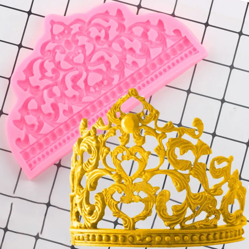 DIY Crown Silicone Mold Wedding Cupcake Topper Fondant Cake Decorating Tools Candy Jewelry Clay Chocolate Gumpaste Mould