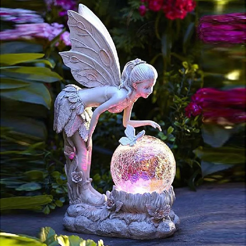 Solar Color Changing Elf LED Light Garden Decorative Angel Lamp for Outdoor Lawn Yard Decoration In Stock