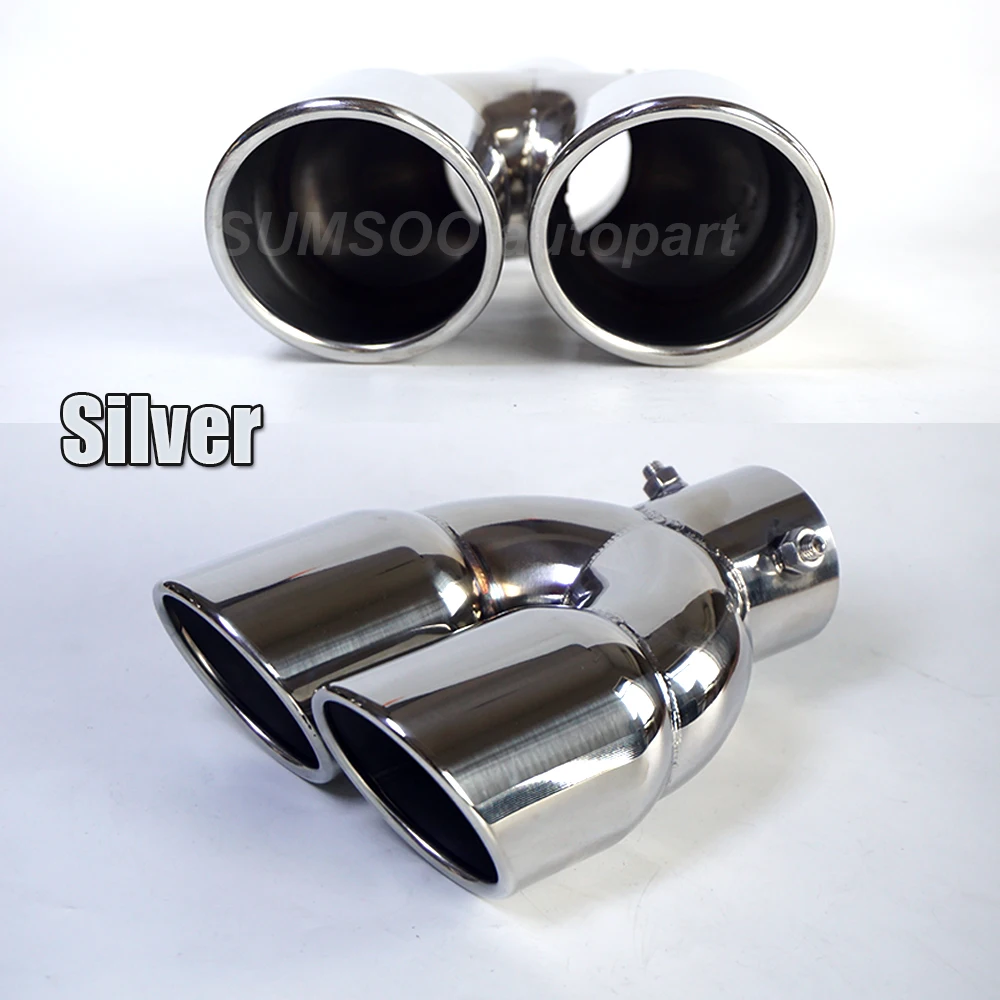 

1 Piece 60mm Inlet Universal Car Modification Rear Dual Angle Exhaust Tip Tail Pipe Muffler 304 Stainless Steel Car Accessories
