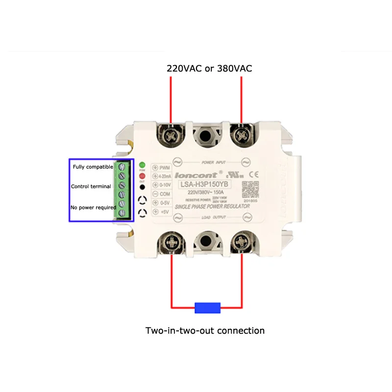 Single-Phase Fully Isolated AC Voltage Regulating Module SCR Power Regulator Solid State Relay Heater Temperature Adjustment