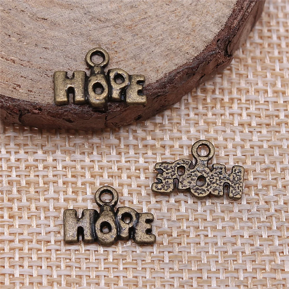 free shipping 162pcs 13x9mm antique bronze hope charms diy retro jewelry fit Earring keychain hair card pendant accessories