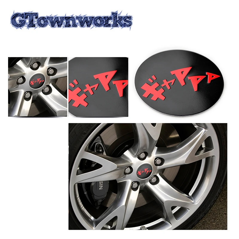 

4pcs 49.5mm Car Wheel Center Hub Caps Sticker Logo Fit For OZ Drifting Onomatopoeia Japanese Series Black Red Aluminum Label