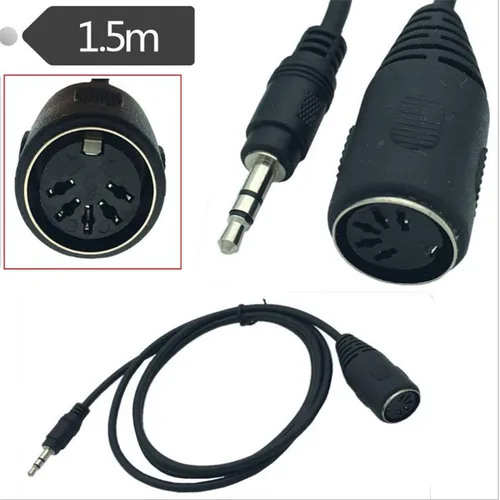 Imagen 2 del producto Cable de extensión de Audio de 1,5 m, conector hembra MIDI Din de 5 pines a conector estéreo de 3,5mm, Cable de extensión de Audio de la mejor calidad