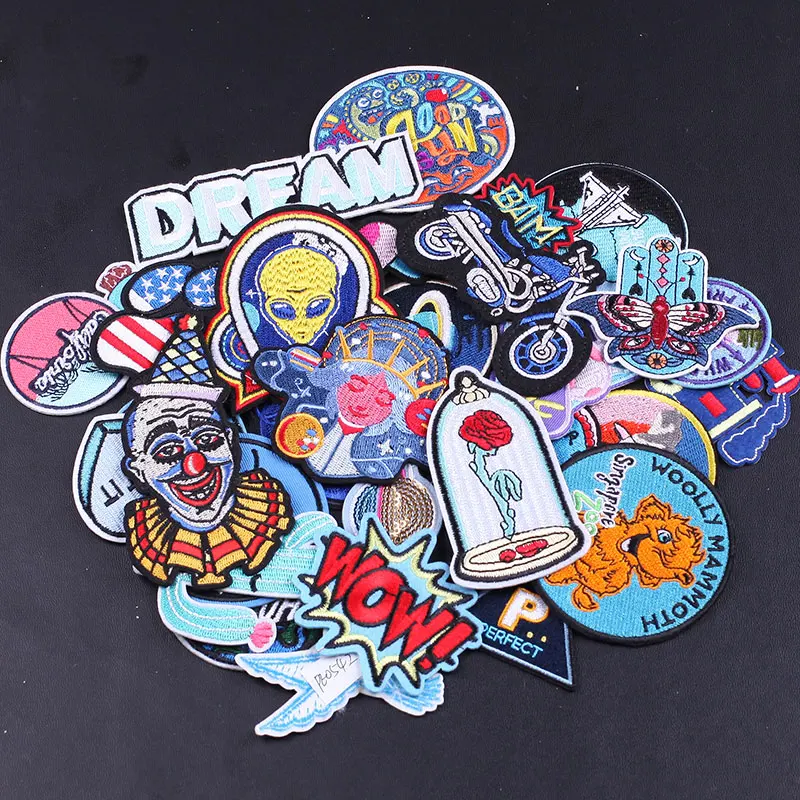 20 Pcs Random Alien Aniamls Embroidered Patches for Clothing Thermoadhesive Badges Patch Stickers for Fabric Clothes Appliques