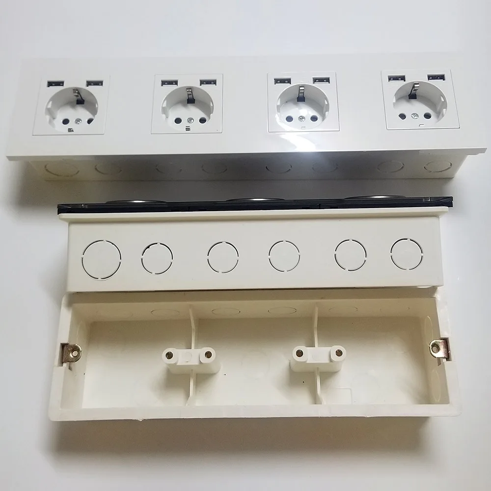 In Wall Bottom Junction Box Mount for Socket USB Multi Frame,Triple Dark Box Quad Back Box,Switch Box Flame Retardant PVC White