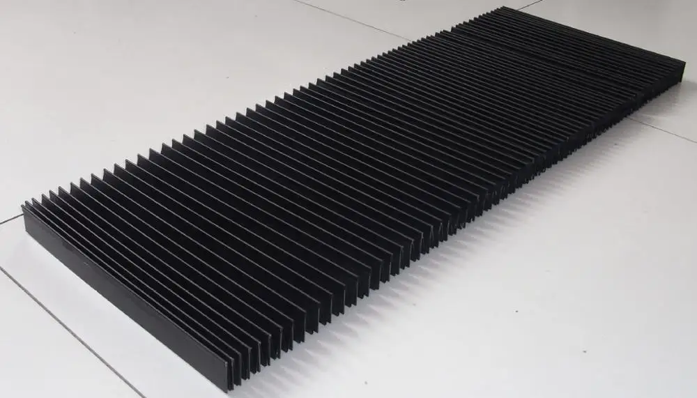 Fire proof straight lathe protection bellows, prevent hot metal chips, Width 550 mm x Height 20 mm x Lmax 850 mm