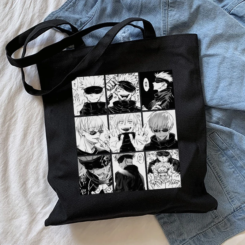 Jujutsu Kaisen Japanese Anime Harajuku Canvas Bag Casual Punk Gift Gothic Large Capacity Shopper Bag Gothic Women Shoulder Bag