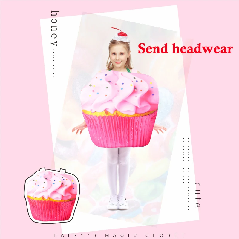 Cosplay Halloween Kinder Cupcake Party Kostüm Fancy Dress Up Doppelseitige Eis Kostüme Für Unisex Kind Mädchen DN4286