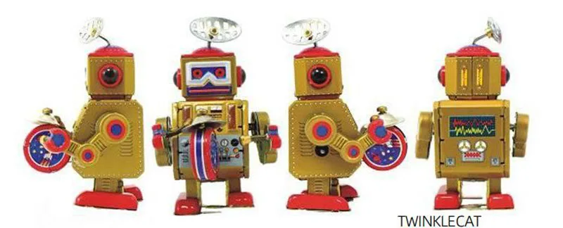 MS406 Tin Robot Clockwork Speelgoed 10Cm Childhood Winder Auto Vintage Handgemaakte Ambachten Collection Figuur Metalen Gift Wind Up Speelgoed