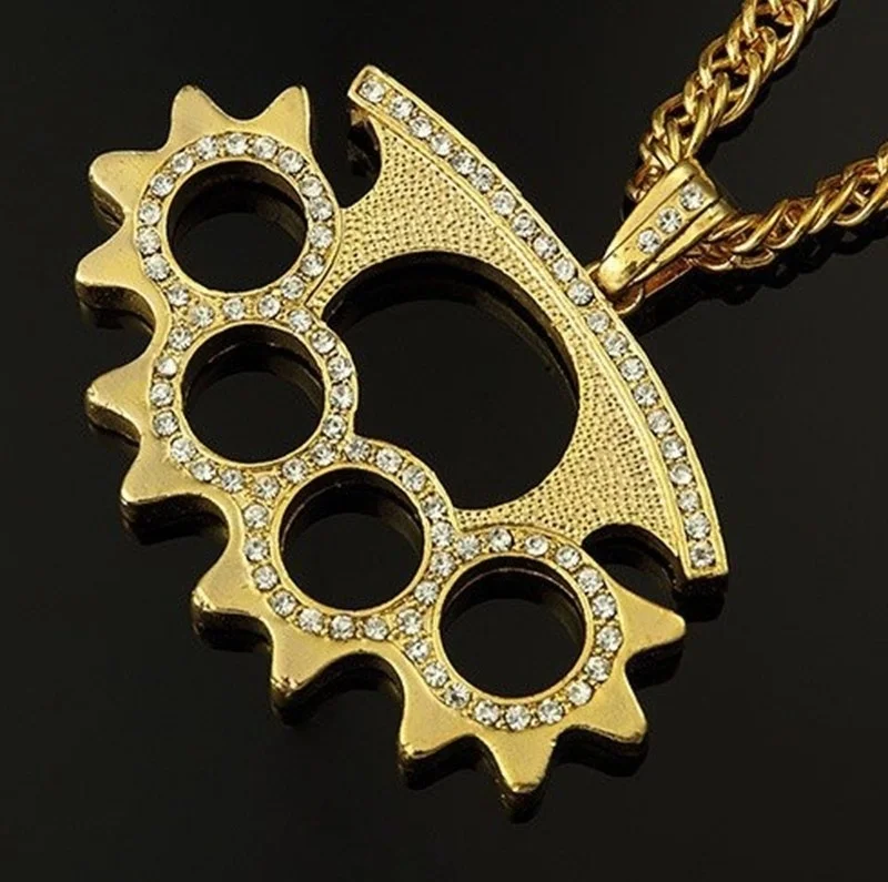 Fashion European style shiny gear pendant necklace hip hop jewelry for men and women