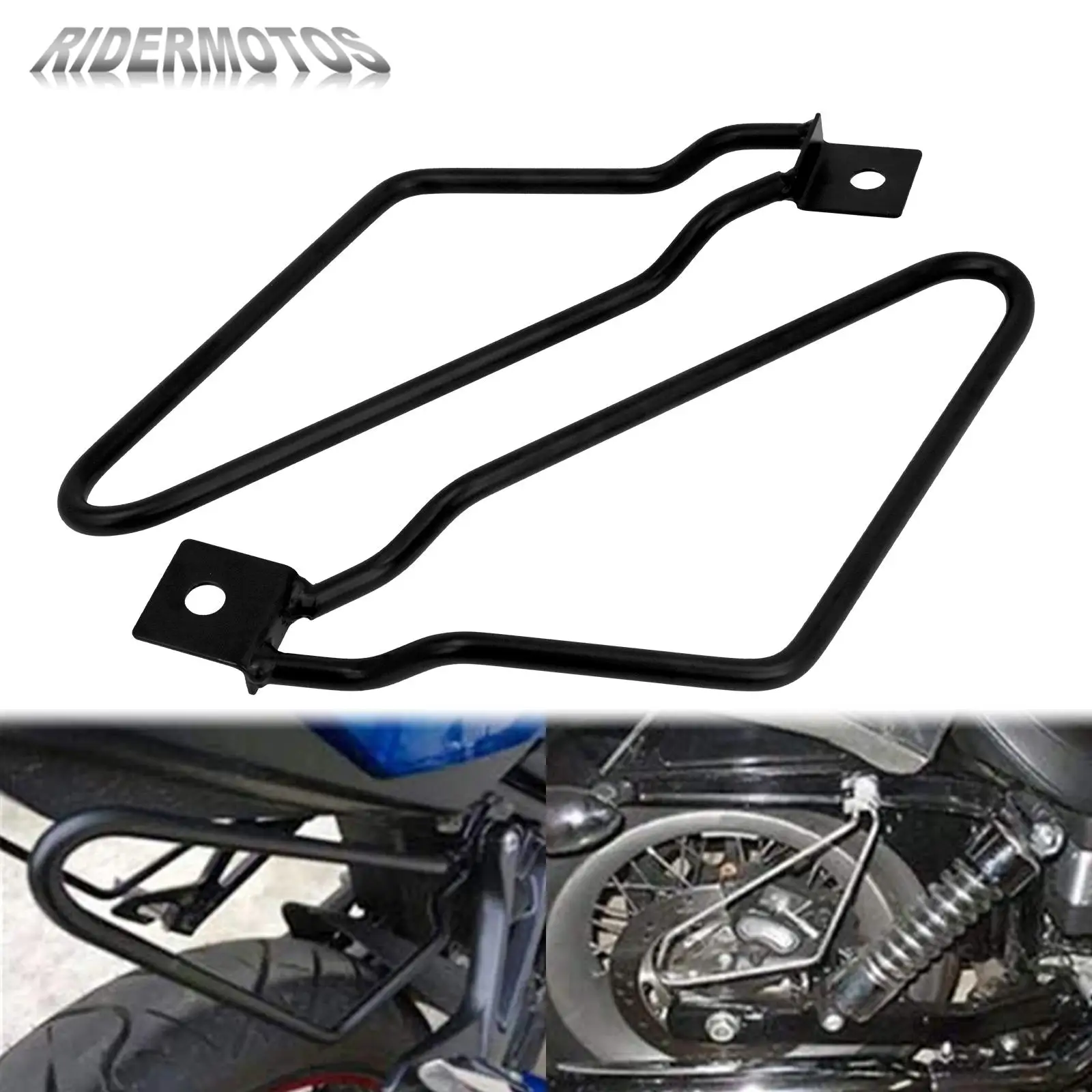 

Universal Motorcycle Saddlebag Mount Brackets Support Black For Harley Dyna Fat Bob Street Bob FXDB Switchback FLD Sportster XL