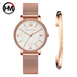 Drop Shipping 1 Set Watch & Bracelet Women  Japan Quartz Rhinestone Wristwatches Top Brand Luxury Fashion Casual Ladies Watches