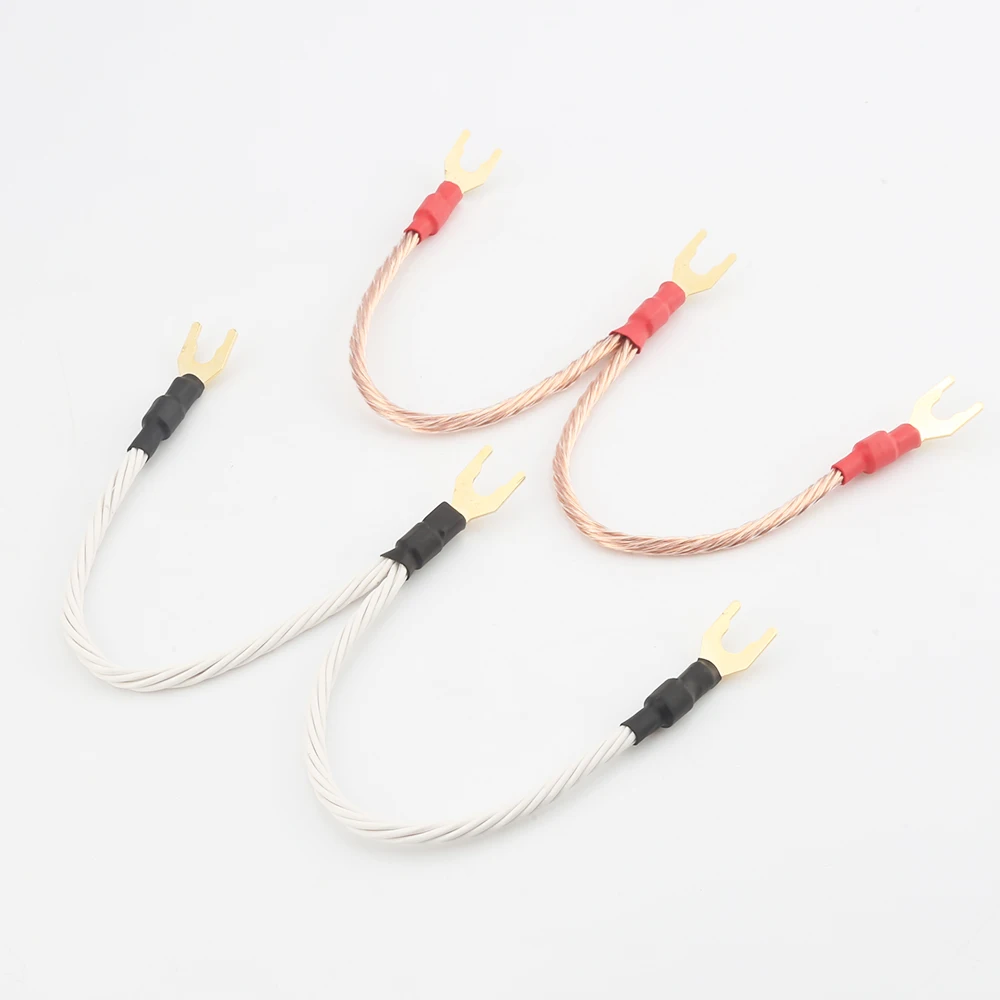 Audiocrast 8TC 2pices twist  High Purity  Hifi Speaker  Jump cable bridge cable 1spade to 2spade Jump speaker cable