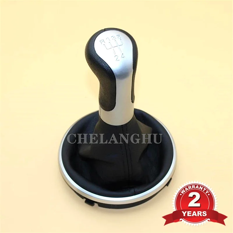 Car 5 Speed Gear Stick Shift Knob With Leather Boot For Skoda Fabia 2 II MK2 Combi 2007 2008 2009 2010 2011 2012 2013 2014