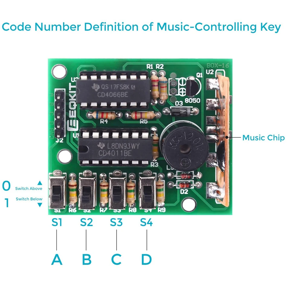 Caja de Sonido de 16 tonos, de 16 tonos módulo electrónico, piezas de Kit, componentes, Kits de aprendizaje de práctica de soldadura para Arduino