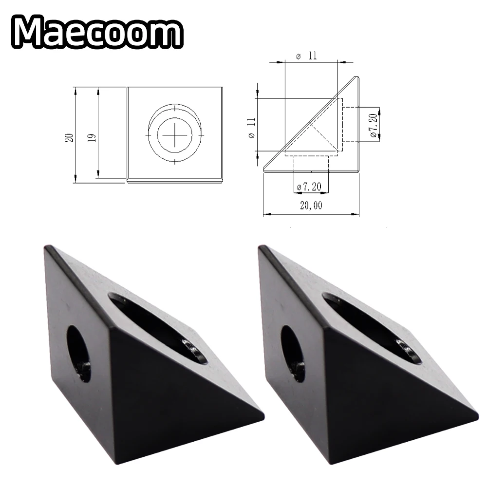 10/20pcs 2020 Aluminum Block Cube Prism Connector Wheel Regulator Corner V-slot Three Way Connector 90 degree Angle