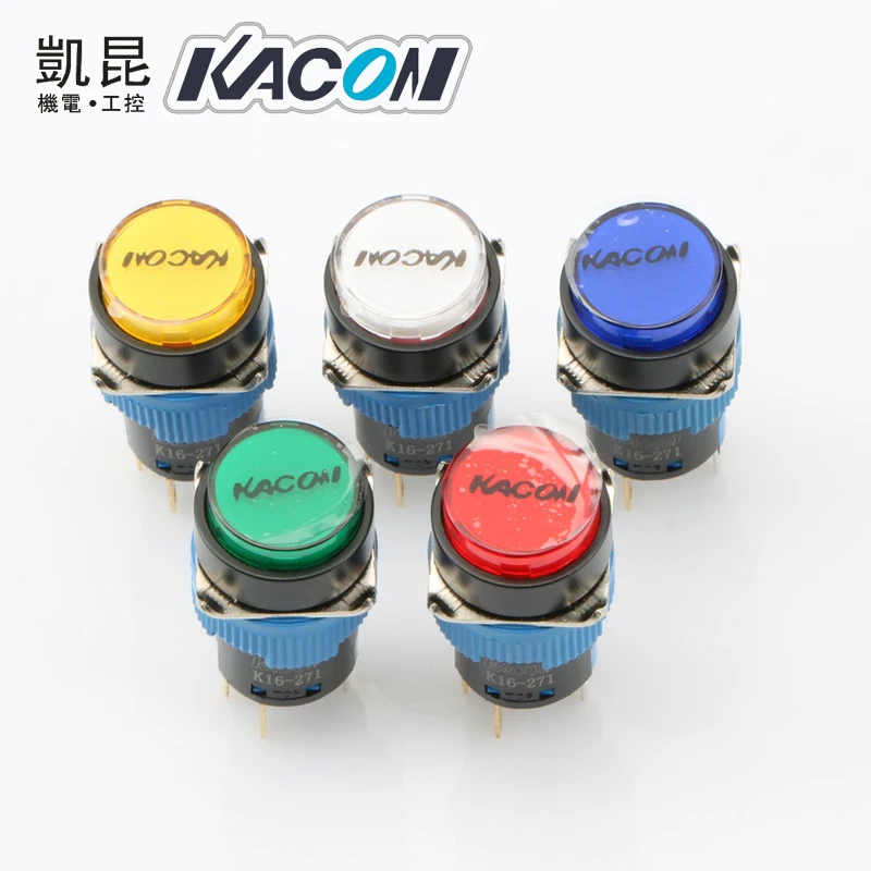 [ZOB] K16-281 Korea kacon Kaikun K16-291 K16-271 with LED DC24V  illuminated pushbutton switch 16mm square R G B Y WH--10pcs/lot