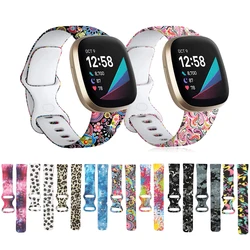 L/S Printing Silicone Strap For Fitbit Versa 3/Sense Smart Watch Band Pattern Floral Bracelet Wrist Straps For Fitbit Versa 3