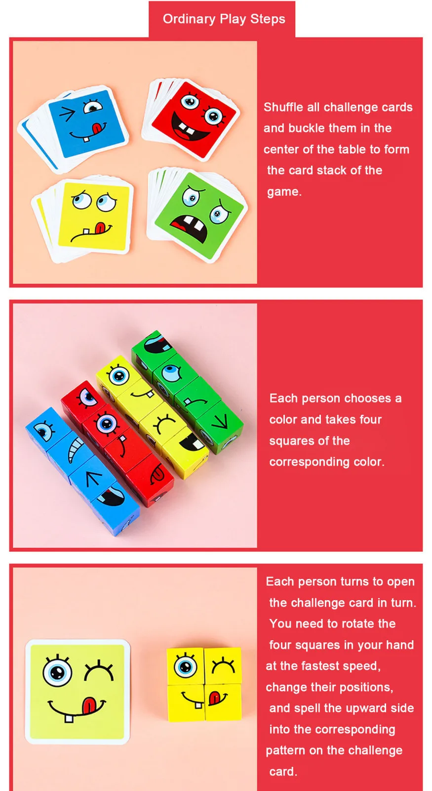Wooden Face Changing Cube Toys Building Blocks for Cartoon Puzzle Montessori Jigsaw Educational Board Game Family Toys