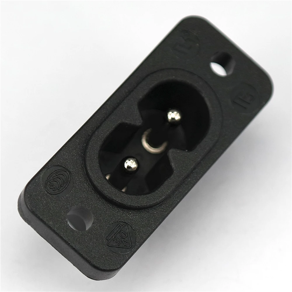 5pcs C8 male power socket 2 jack power outlet embedded electric connector connector 35mm*15mm AC 2.5A 5A 250v good quality black