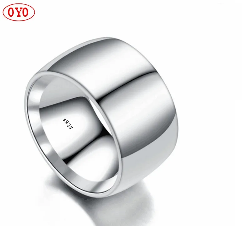 925 silver plain face men's European and American wide version fashion ring