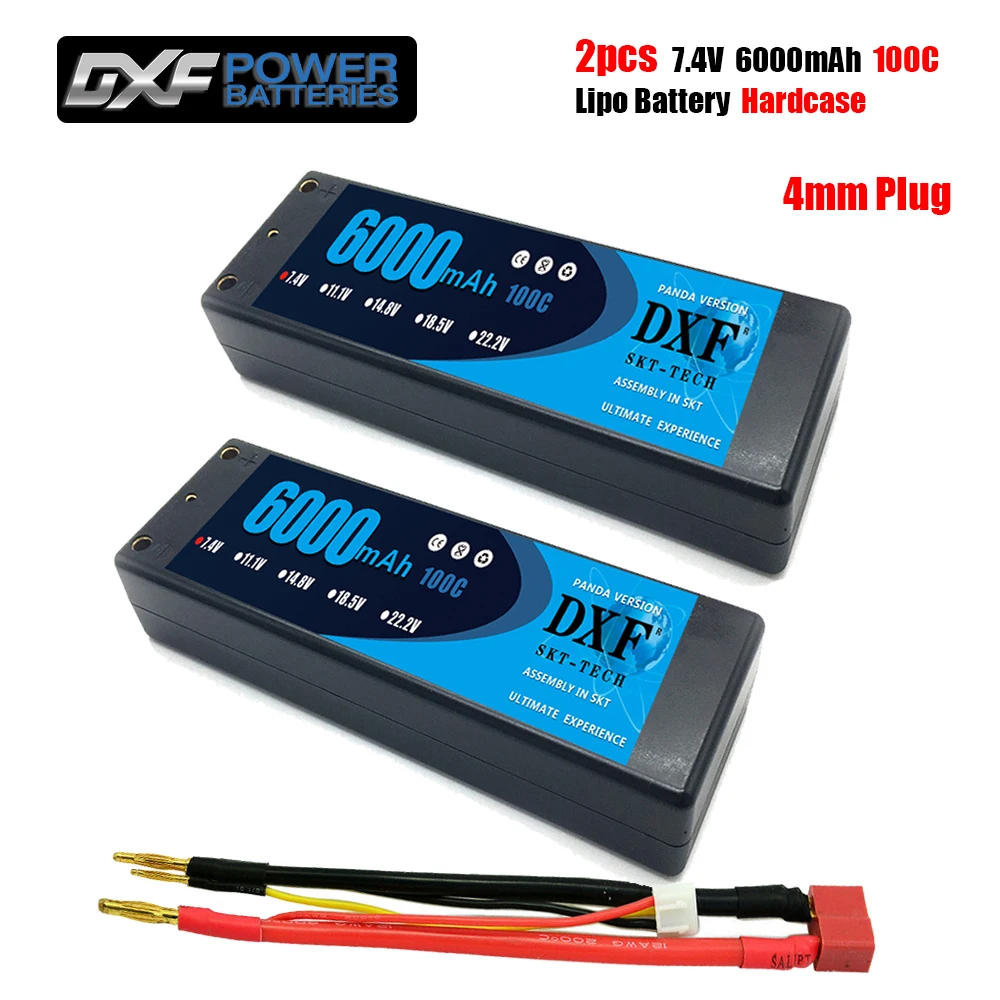 

DXF 6000mAh 4mm Lipo Battery 7.4V 100C/200C 2S LiPo RC Battery Deans XT60 EC5 for RC Evader BX Car Truck Truggy Buggy Helicopter