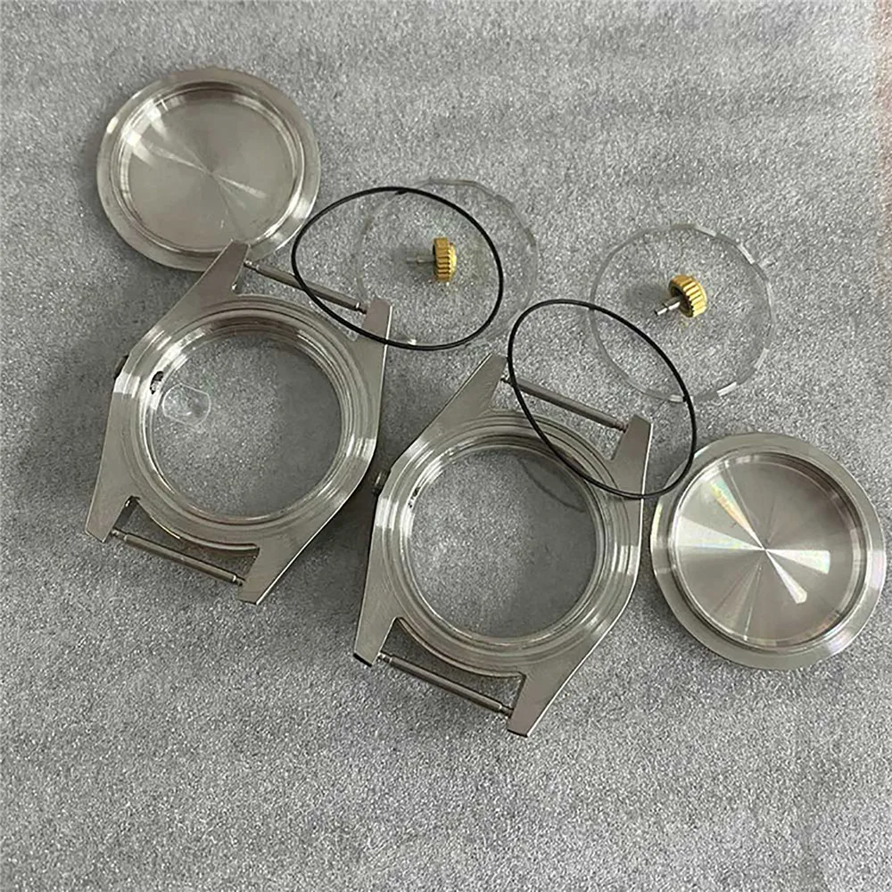 39mm caixa de relógio galvanoplastia quarto ouro oyster tipo perpétuo/cão dentes círculo vidro safira para nh35/nh36/4r movimento