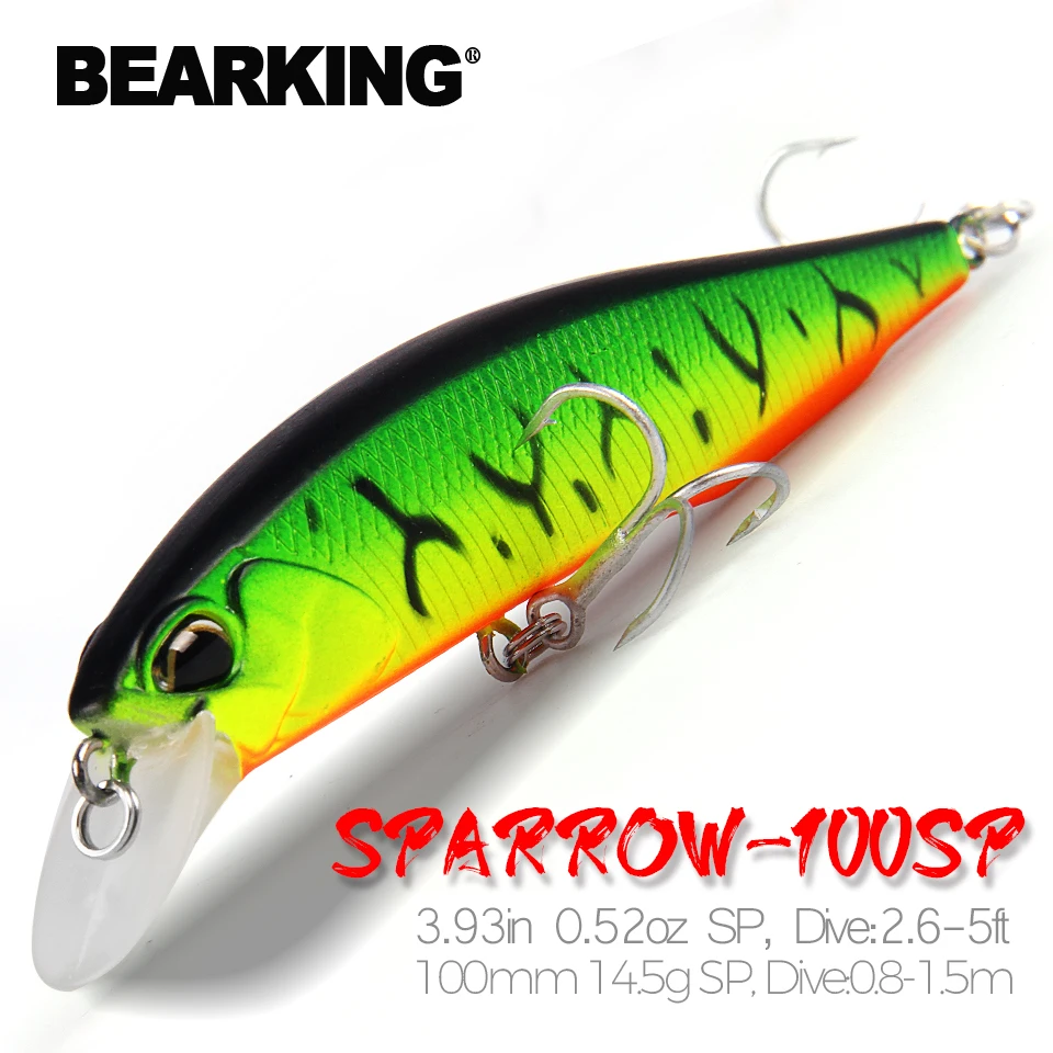 Bearking Retail fishing tackle A+ fishing lures hard bait 5color for choose 100mm 14.5g minnow,quality professional minnow