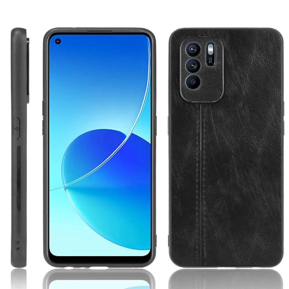 For OPPO Reno 6Z 5G Case For OPPO Reno6 Z Case Suture Soft Edge PU Leather Hard Phone Cover For OPPO Reno6 Z 5G Reno6Z Case