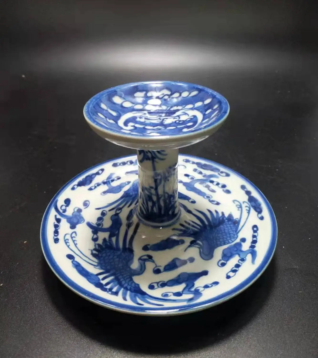 Exquisite Chinese Classical Collection Home Decoration Gift Blue and White Porcelain Crane Auspicious Candlestick Holder