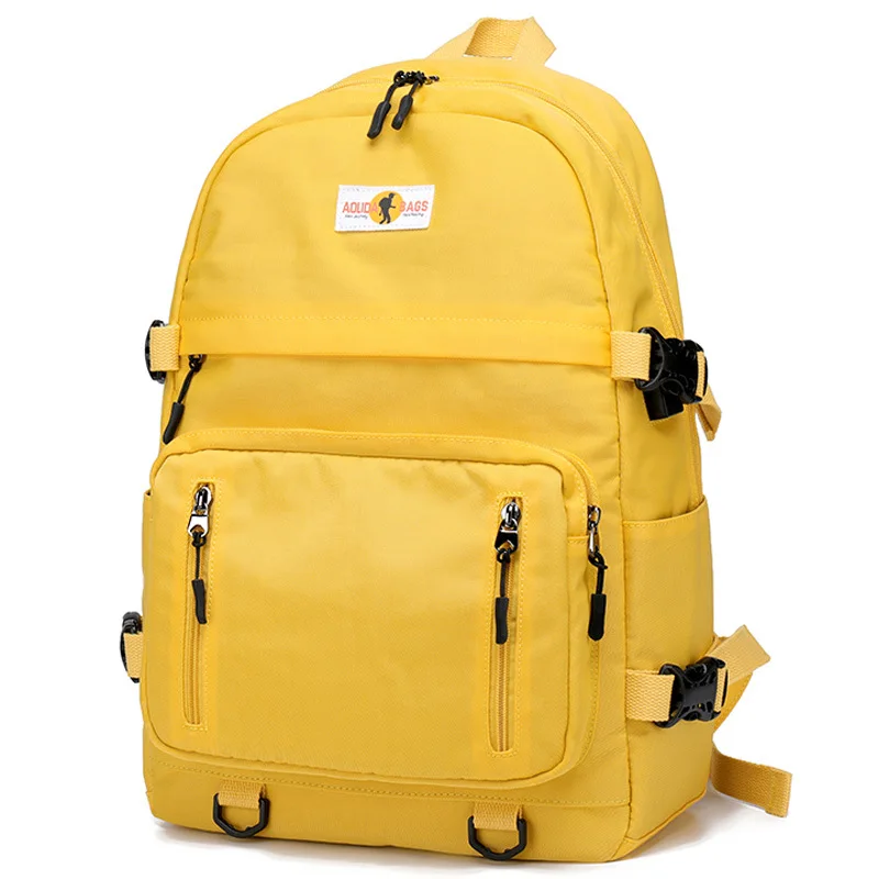 Mochila amarela à prova d\'água, mochila escolar grande para adolescentes usb universitária