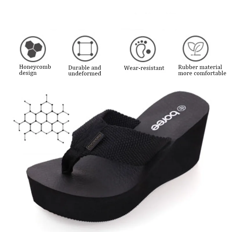 BOREE Flip Flops Women Shoes Beach Sandals Wedge Platform Light Plus Size Shoes Non-slip Slippers dames teenslippers zomer 2020