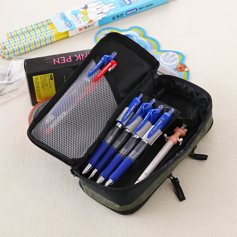 Trousse à crayons scolaire multifonctionnelle, sacs coréens pour garçons et filles, grande capacité, boîte à rideaux pour stylos, cadeau pour