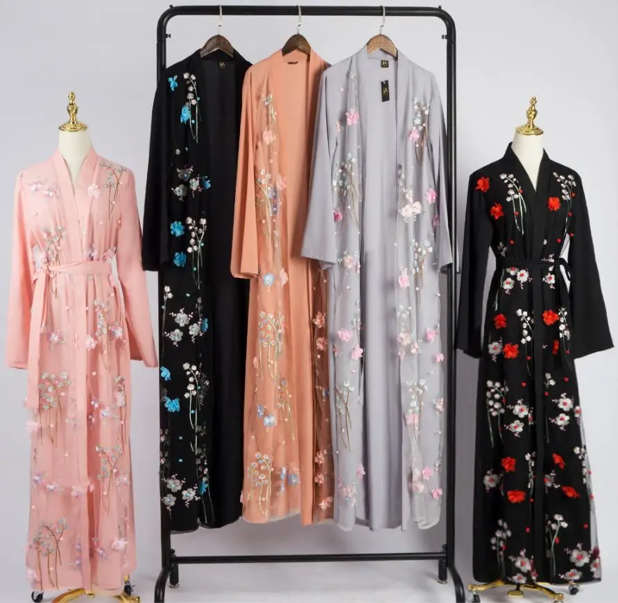 Floral Abaya Dubai Kimono Muslim Hijab Dress Abayas For Women Kaftan Caftan Marocain Prayer Turkish Islamic Clothing Robe Femme