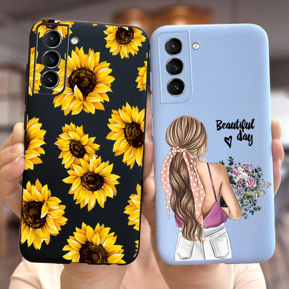 For Samsung Galaxy S21 FE 5G Case Soft Slim Fundas Colorful Flowers Phone Cases For Samsung S21 FE S 21 SE 21FE Phone Back Cover