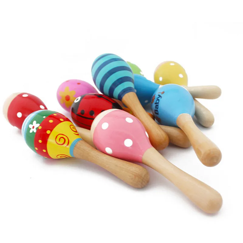 1pcs Colorful Wooden Maracas Baby Child Musical Instrument Rattle Shaker Party Children Gift Toy toddler toys