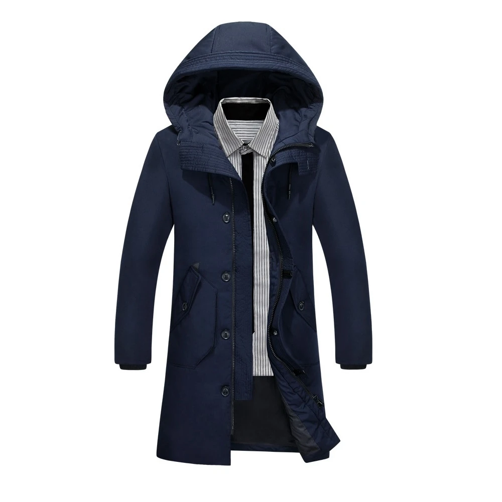 Con cappuccio Lungo Inverno Anatra Imbottiture Parka Degli Uomini di Casual Abbigliamento Outwear Imbottiture Giubbotti Maschio di Spessore