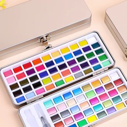 Dainayw 50/72/90 Color Solid Watercolor Paint Set Portable Metal Box Watercolor Pigment for Beginner Drawing Art Supplies