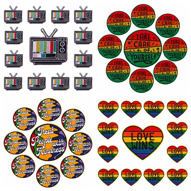 10PCS Gay Pride Applique LGBT Embroidered Patches On Clothes Cartoon Rainbow Love Patches For Clothing Stickers Iron On Patches