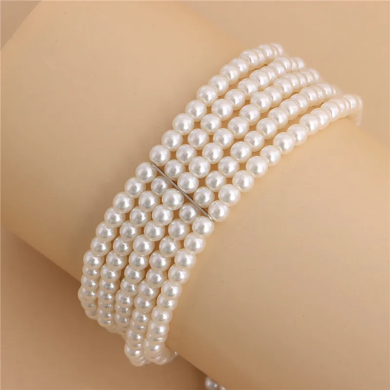 Vintage Multilayer Layer Pearl Choker Necklaces for Women Bead Chain Aesthetic Sweet White Color Necklace Trendy Wedding Jewelry