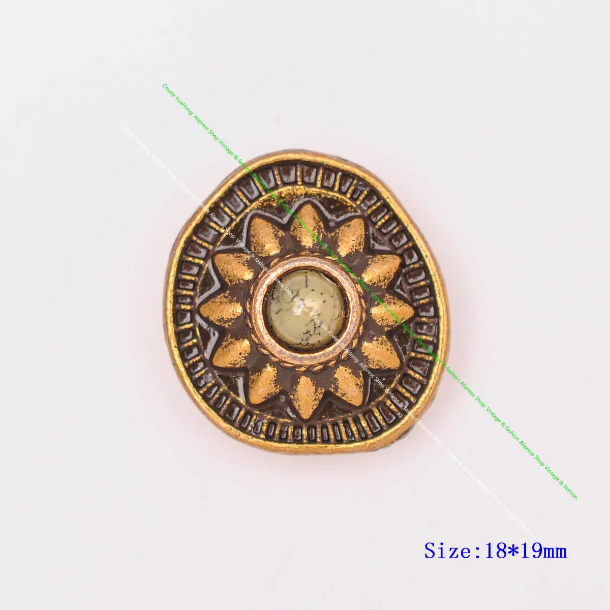 10pcs 19*18mm Vintage Messing Sonnenblume schwarz türkis Conchos Zubehör für DIY Leder Handwerk Gürtel Ledertasche Schlüssel bund Dekor – Detail 12